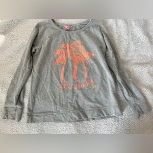 LILLY PULITZER Sandy Gray Palm Tree Print Pop Over Top/Shirt  (Size S)